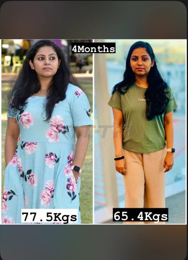 Dafna's before and after transformation over 4 months, shared with consent